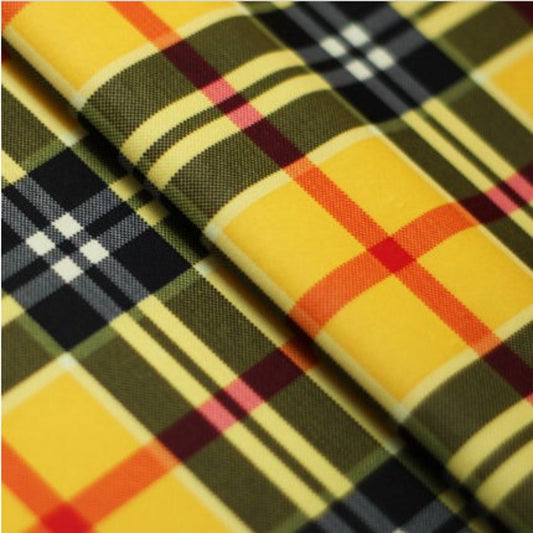 4-Way Stretch Printed Spandex Fabric - Yellow - Plaid