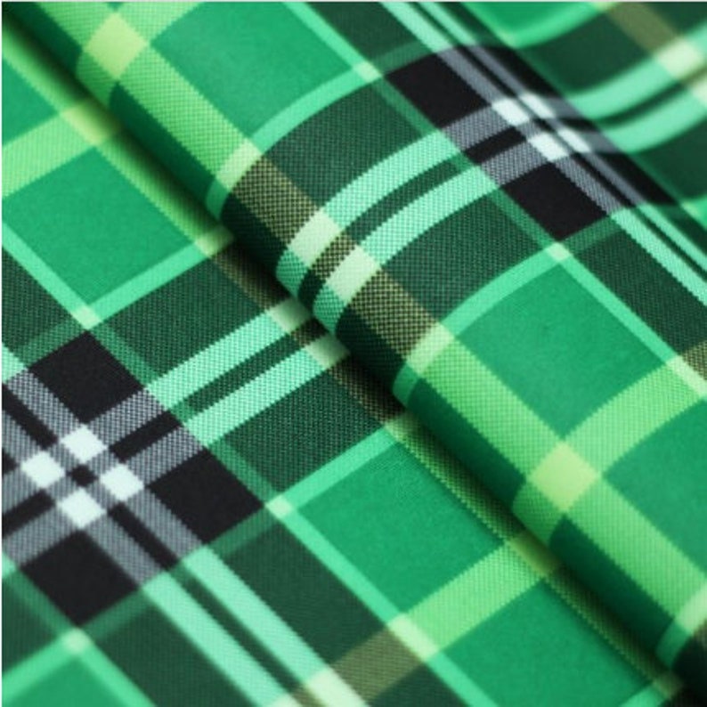 4-Way Stretch Printed Spandex Fabric - Kelly - Plaid