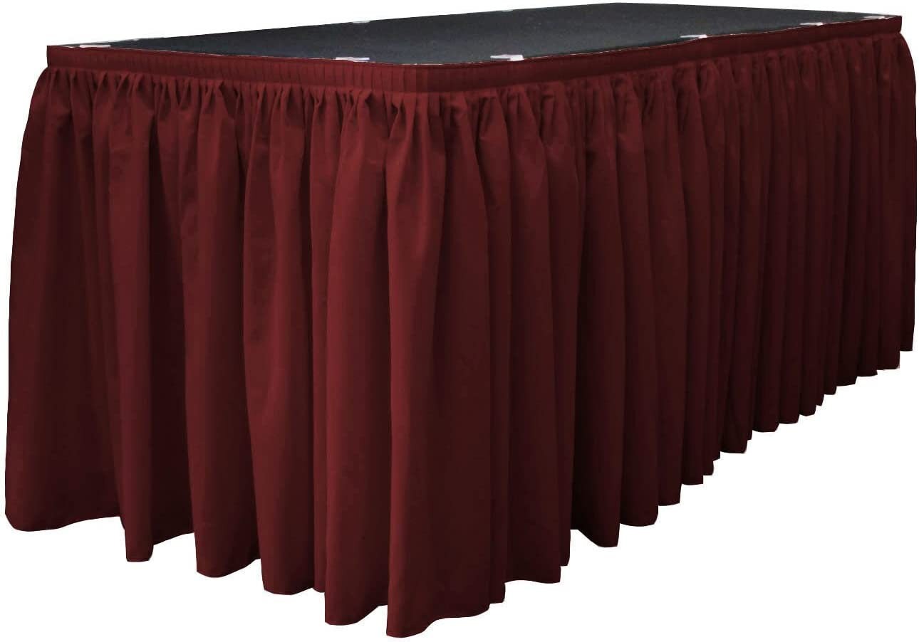 14-Foot by 29-Inch - Poplin Table Skirt for Rectangle Tables, Pleat Fabric for Wedding Banquet Trade Show, 14-Foot by 29-Inch Long Burgundy