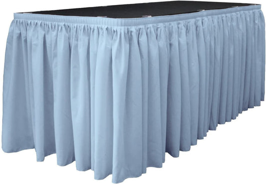 14-Foot by 29-Inch - Poplin Table Skirt for Rectangle Tables, Pleat Fabric for Wedding Banquet Trade Show, 14-Foot by 29-Inch Long Lt Blue