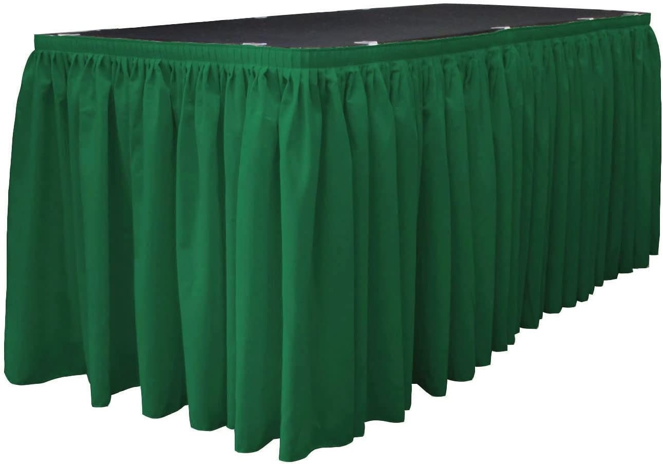 14-Foot by 29-Inch - Poplin Table Skirt for Rectangle Tables, Pleat Fabric for Wedding Banquet Trade Show, 14-Foot by 29-Inch  Emerald Green