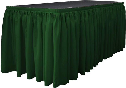 14-Foot by 29-Inch - Poplin Table Skirt for Rectangle Tables, Pleat Fabric for Wedding Banquet Trade Show, 14-Foot by 29-Inch Hunter