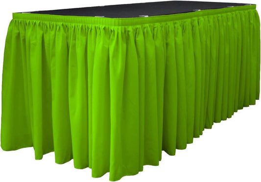 14-Foot by 29-Inch - Poplin Table Skirt for Rectangle Tables, Pleat Fabric for Wedding Banquet Trade Show, 14-Foot by 29-Inch Lime