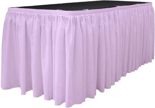 14-Foot by 29-Inch - Poplin Table Skirt for Rectangle Tables, Pleat Fabric for Wedding Banquet Trade Show, 14-Foot by 29-Inch Lilac