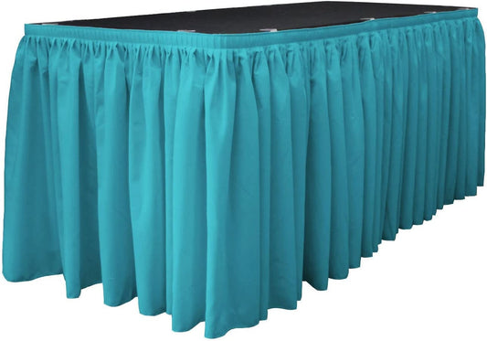 14-Foot by 29-Inch - Poplin Table Skirt for Rectangle Tables, Pleat Fabric for Wedding Banquet Trade Show, 14-Foot by 29-Inch Turquoise