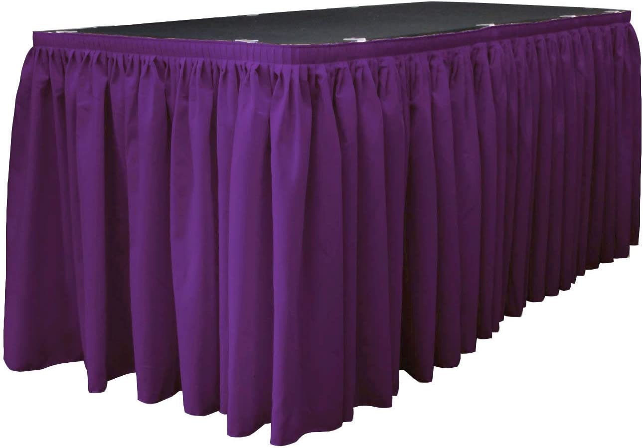 14-Foot by 29-Inch - Poplin Table Skirt for Rectangle Tables, Pleat Fabric for Wedding Banquet Trade Show, 14-Foot by 29-Inch Purple