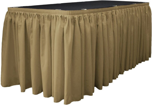 14-Foot by 29-Inch - Poplin Table Skirt for Rectangle Tables, Pleat Fabric for Wedding Banquet Trade Show, 14-Foot by 29-Inch Taupe