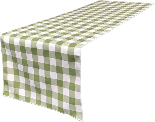 Checkered, Plaid Table Runner (Green, Apple/White