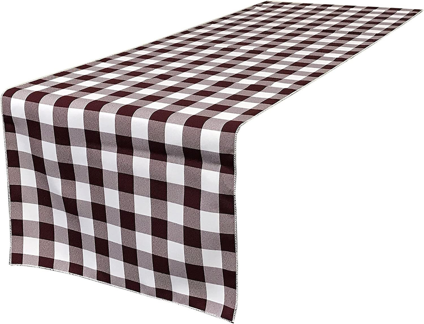 Checkered, Plaid Table Runner Burgundy/White