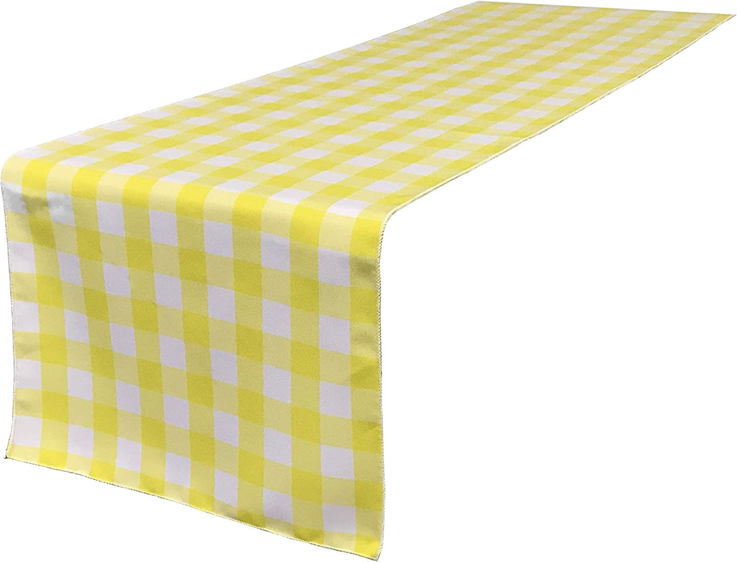 Checkered, Plaid Table Runner Light Yellow/White