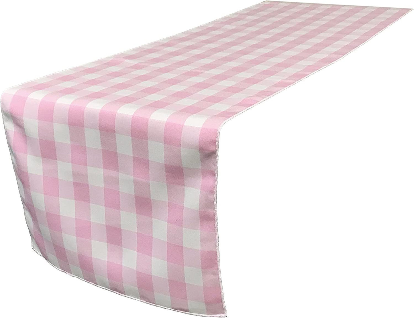 Checkered, Plaid Table Runner Pink/White Checkered Gingham