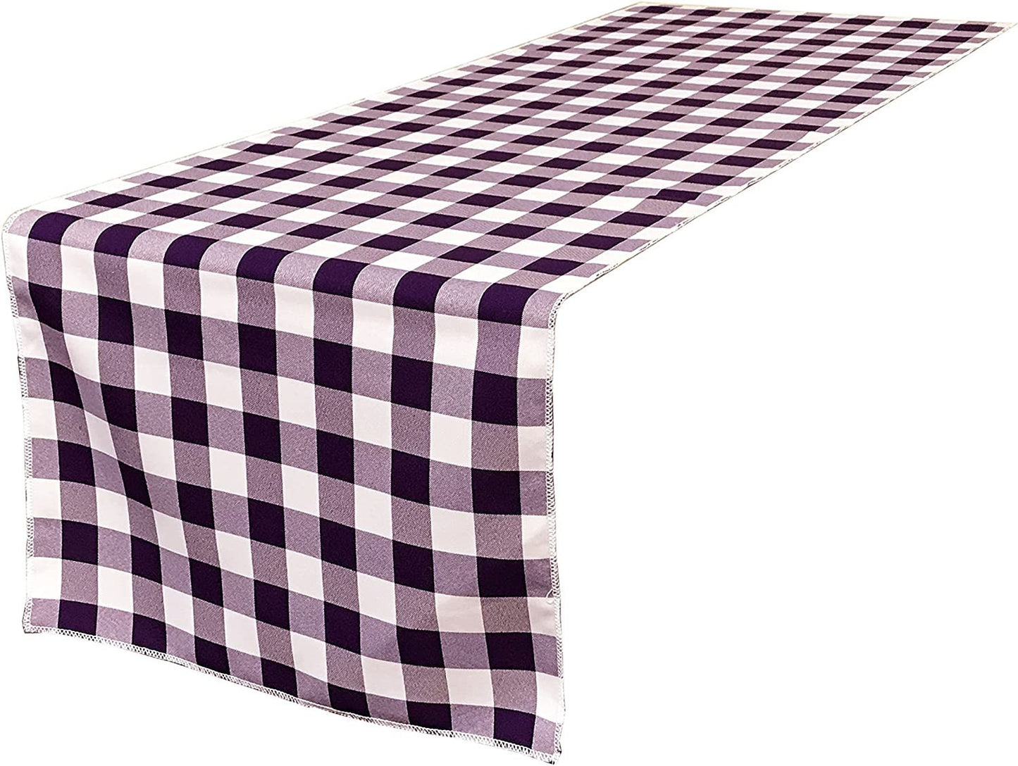 Checkered, Plaid Table Runner Purple/White