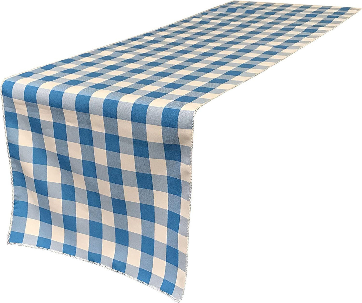 Checkered, Plaid Table Runner Turquoise/White