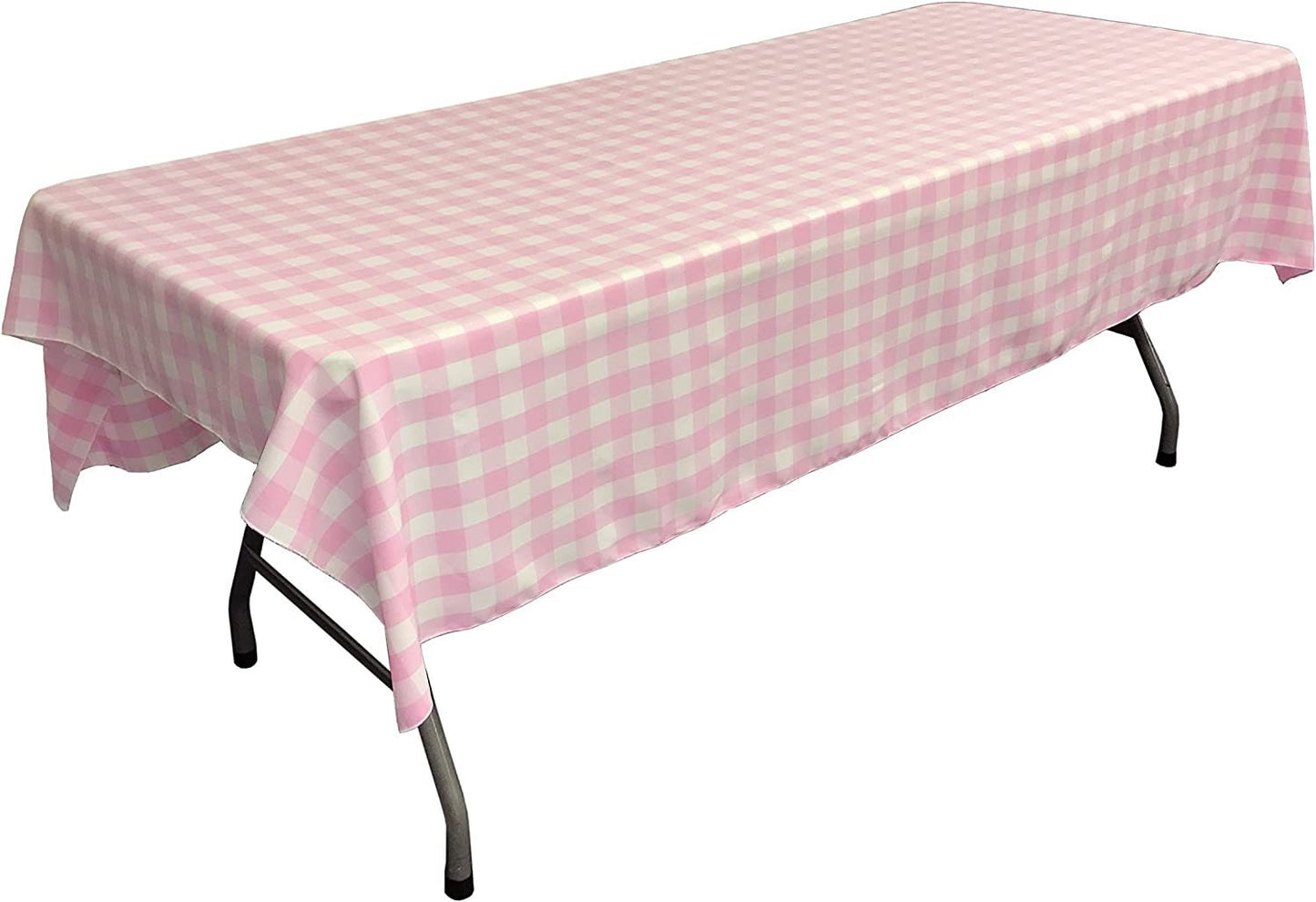 Gingham Checkered Rectangular Tablecloth (White & Pink