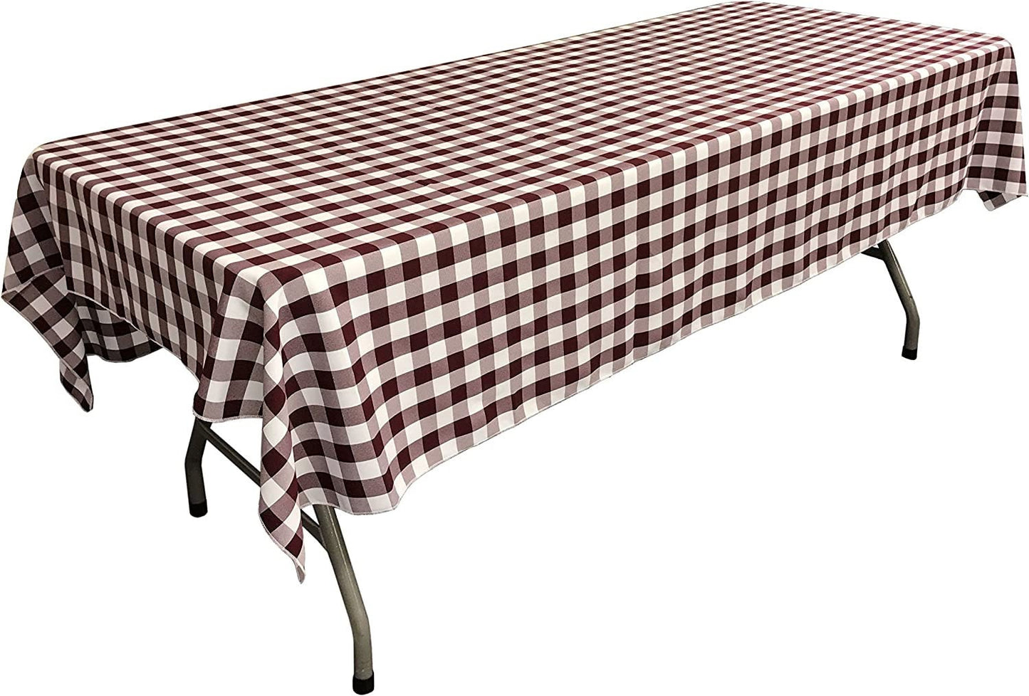 Gingham Checkered Rectangular Tablecloth (White & Burgundy