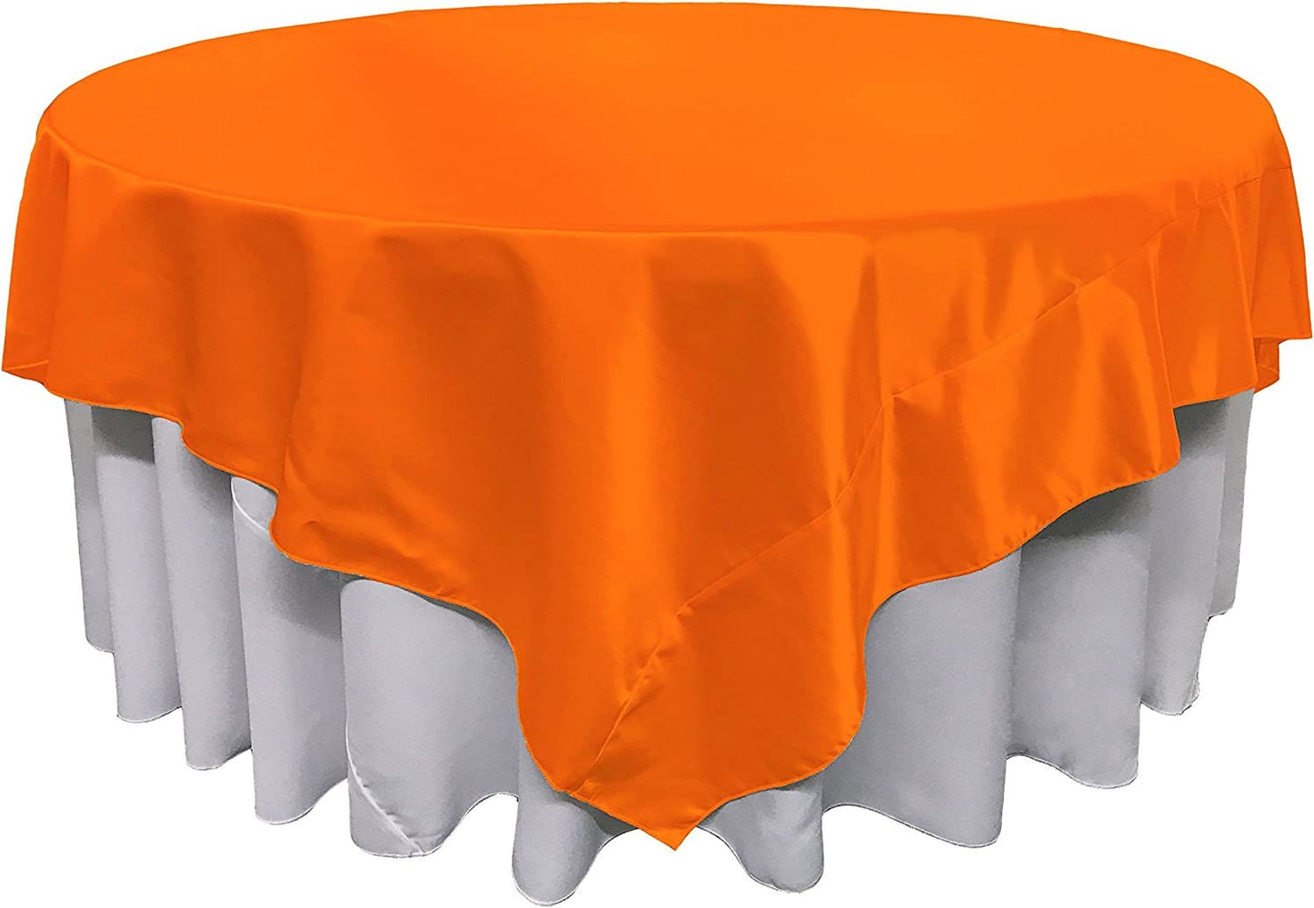 Overlay Bridal Sating Washable Square Tablecloth, Stain and Wrinkle Resistant Table Cover Dinning, Kitchen, Party, Holiday Orange