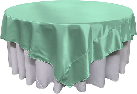 Overlay Bridal Sating Washable Square Tablecloth, Stain and Wrinkle Resistant Table Cover Dinning, Kitchen, Party, Holiday Mint