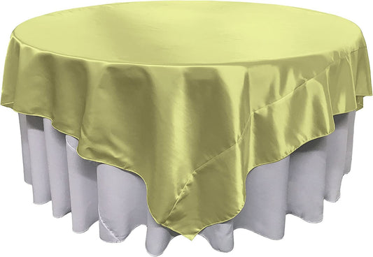 Overlay Bridal Sating Washable Square Tablecloth, Stain and Wrinkle Resistant Table Cover Dinning, Kitchen, Party, Holiday Sage