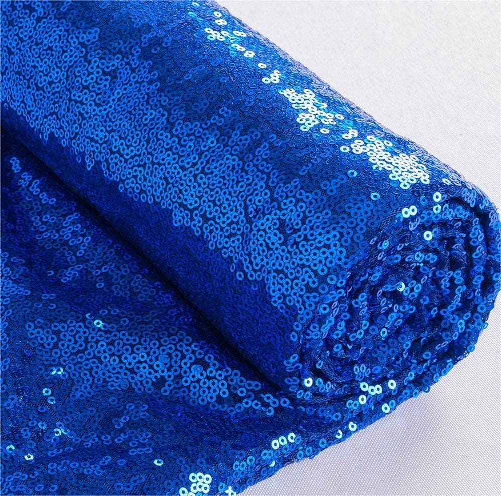 Sequin Sparkly Fabric Mesh Sequins Fabric for Sewing Dress and Making Wedding Party Tablecloth Decorations ( 1 Yard, Royal Blue )