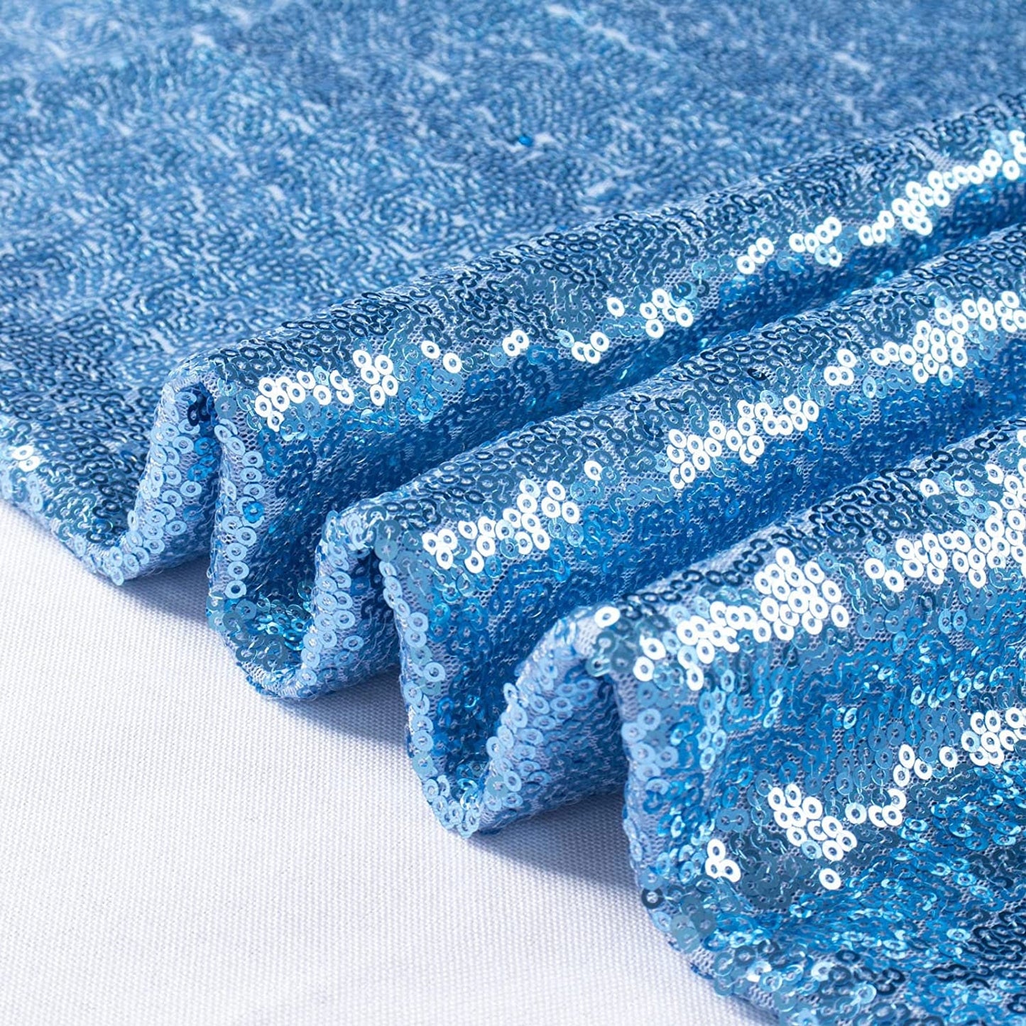 Sequin Sparkly Fabric Mesh Sequins Fabric for Sewing Dress and Making Wedding Party Tablecloth Decorations ( 1 Yard, Blue )