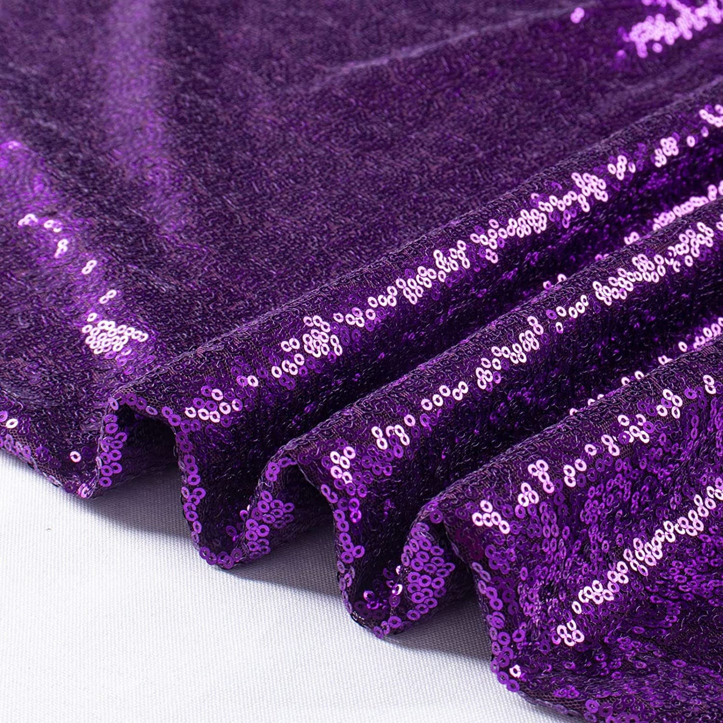 Sequin Sparkly Fabric Mesh Sequins Fabric for Sewing Dress and Making Wedding Party Tablecloth Decorations ( 1 Yard, Purple )