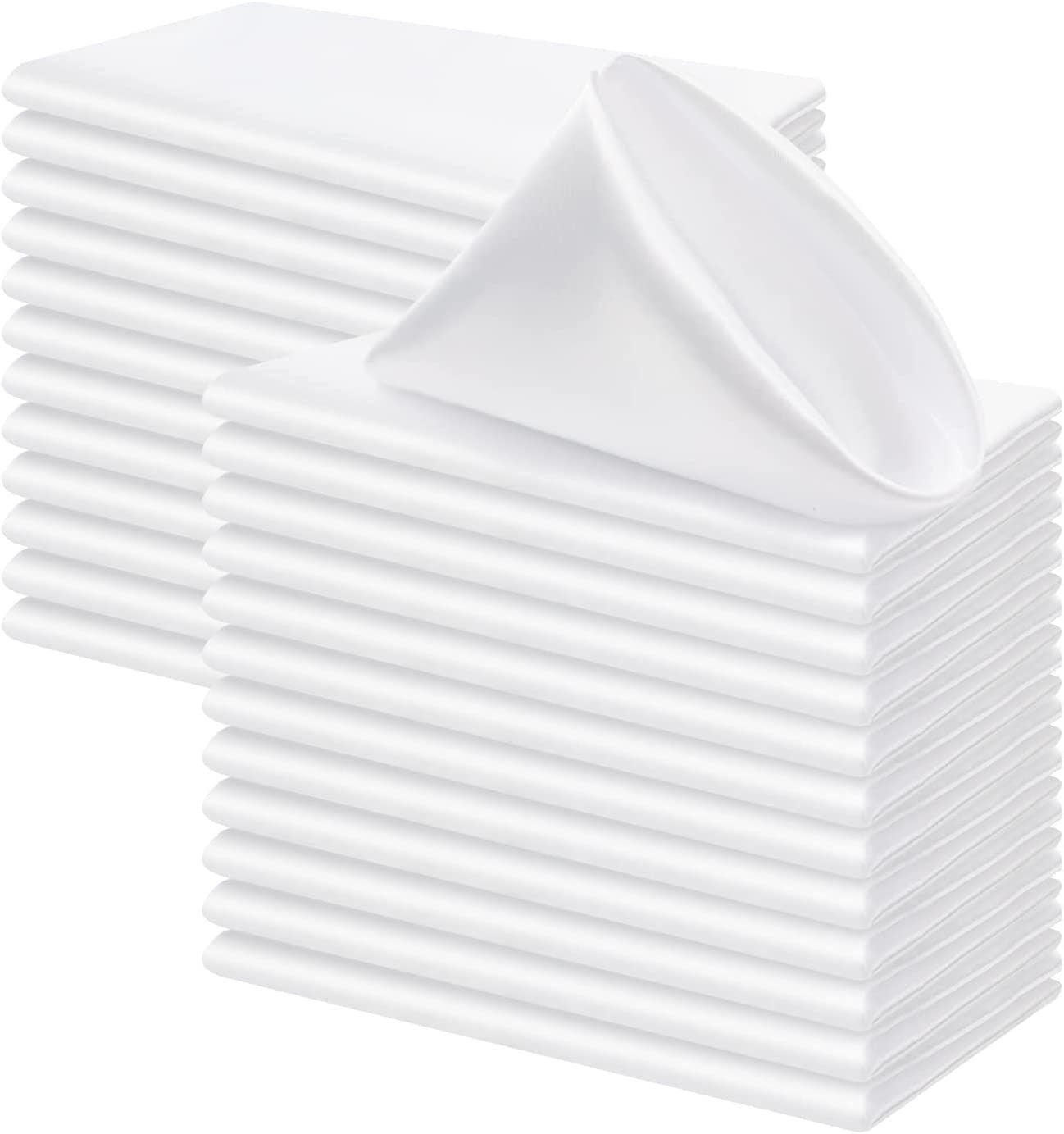 50 Pack Cloth Napkins 18" X 18" Square Satin Cloth Napkins, Soft Table Napkins Bright Silk Dinner Napkin Cloth ( White )