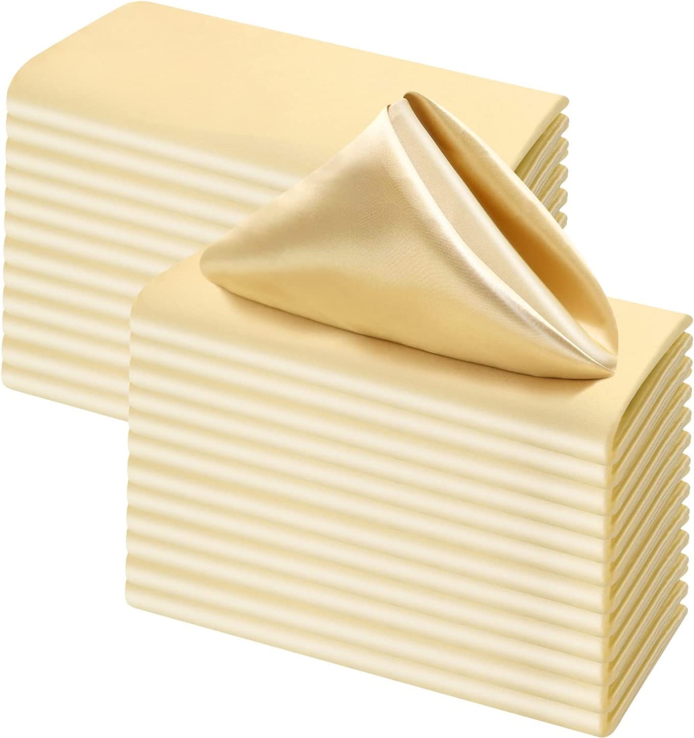 50 Pack Cloth Napkins 18" X 18" Square Satin Cloth Napkins, Soft Table Napkins Bright Silk Dinner Napkin Cloth ( Champagne )