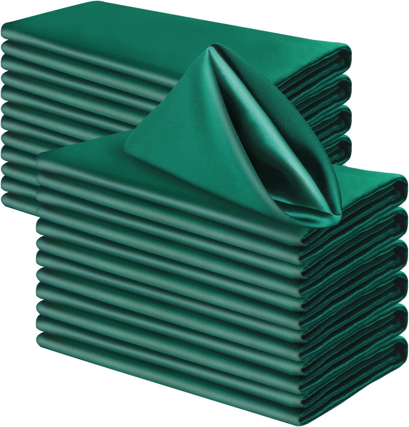 50 Pack Cloth Napkins 18" X 18" Square Satin Cloth Napkins, Soft Table Napkins Bright Silk Dinner Napkin Cloth ( Hunter )