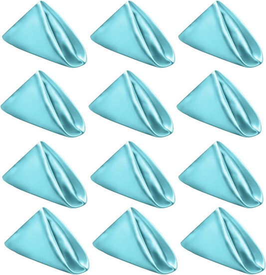 50 Pack Cloth Napkins 18" X 18" Square Satin Cloth Napkins, Soft Table Napkins Bright Silk Dinner Napkin Cloth ( Aqua )