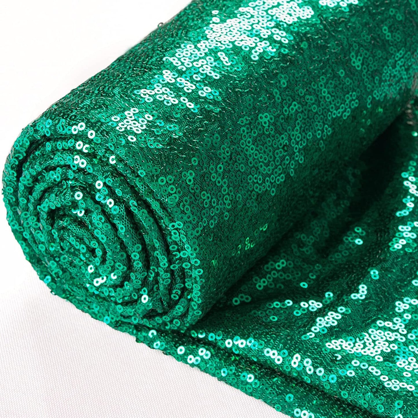 Sequin Sparkly Fabric Mesh Sequins Fabric for Sewing Dress and Making Wedding Party Tablecloth Decorations ( 1 Yard, Green )