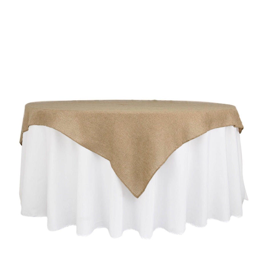 Natural Faux Jute Burlap Square Table Overlay