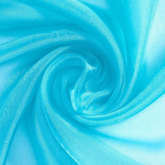 Polyester Soft Light Weight, Sheer, See Through Crystal Organza Fabric Sold By The Yard. Turquoise