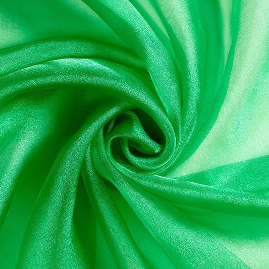 Polyester Soft Light Weight, Sheer, See Through Crystal Organza Fabric Sold By The Yard. Kelly Green