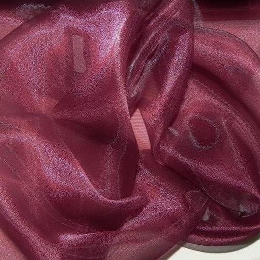 Polyester Soft Light Weight, Sheer, See Through Crystal Organza Fabric Sold By The Yard. Burgundy