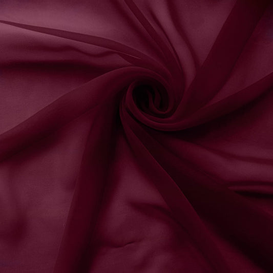 Chiffon Fabric - Polyester Soft Light Weight, Sheer, See Through Chiffon Fabric Sold By The Yard. Burgundy