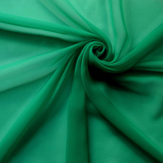 Chiffon Fabric - Polyester Soft Light Weight, Sheer, See Through Chiffon Fabric Sold By The Yard. Kelly Green