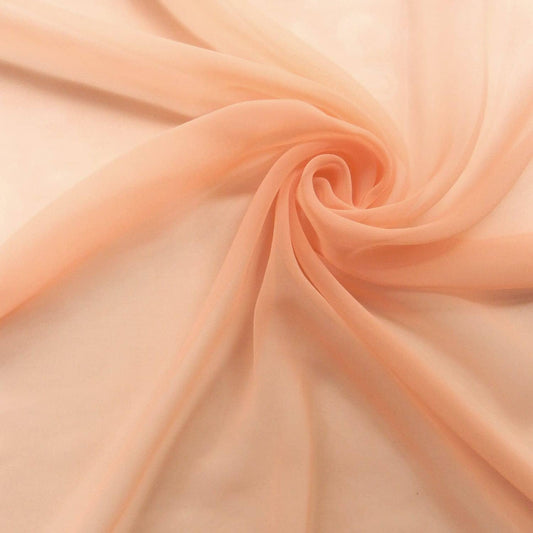 Chiffon Fabric - Polyester Soft Light Weight, Sheer, See Through Chiffon Fabric Sold By The Yard. Peach