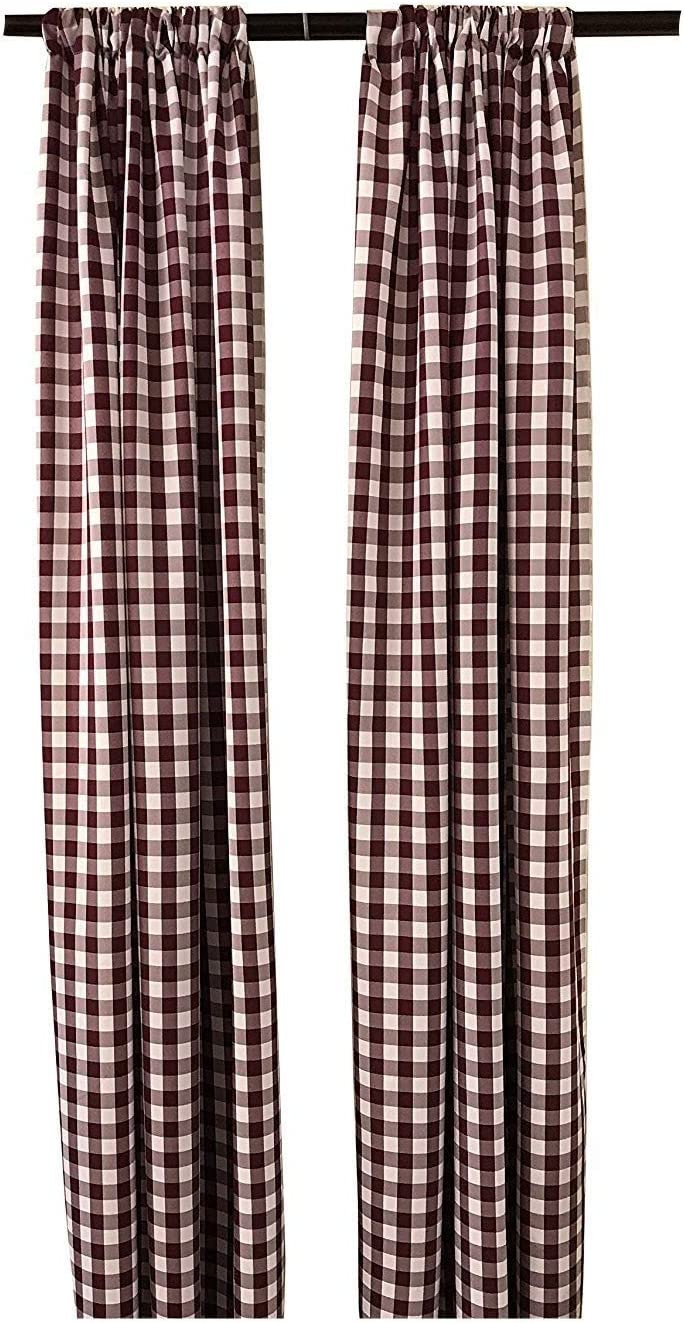 Checkered Country Plaid Gingham Checkered Backdrop Drapes Curtains Panels, 1 Pair