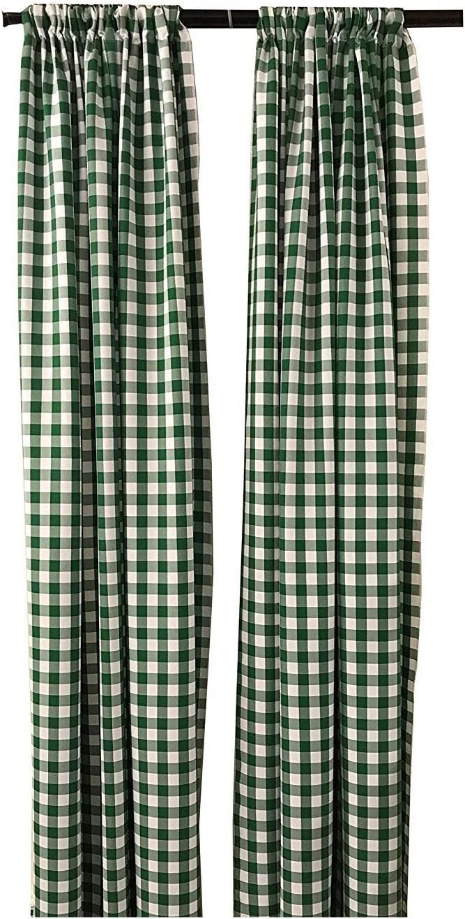 Checkered Country Plaid Gingham Checkered Backdrop Drapes Curtains Panels, 1 Pair