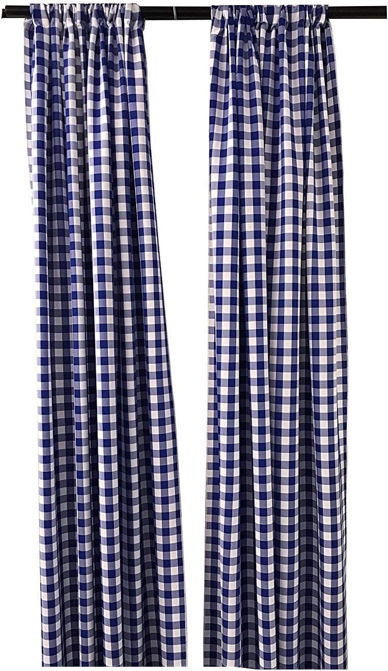 Checkered Country Plaid Gingham Checkered Backdrop Drapes Curtains Panels, 1 Pair