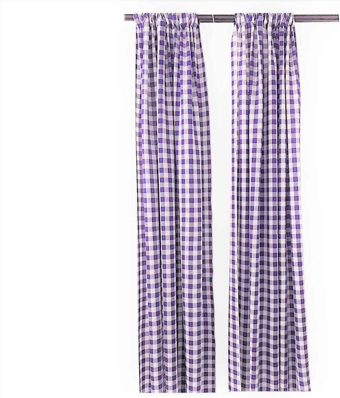 Checkered Country Plaid Gingham Checkered Backdrop Drapes Curtains Panels, 1 Pair