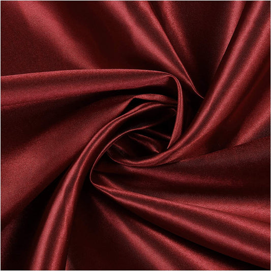 Charmeuse Bridal Solid Satin Fabric for Wedding Dress Fashion Crafts Costumes Decorations Silky Satin 58” Sold By Yard Maroon