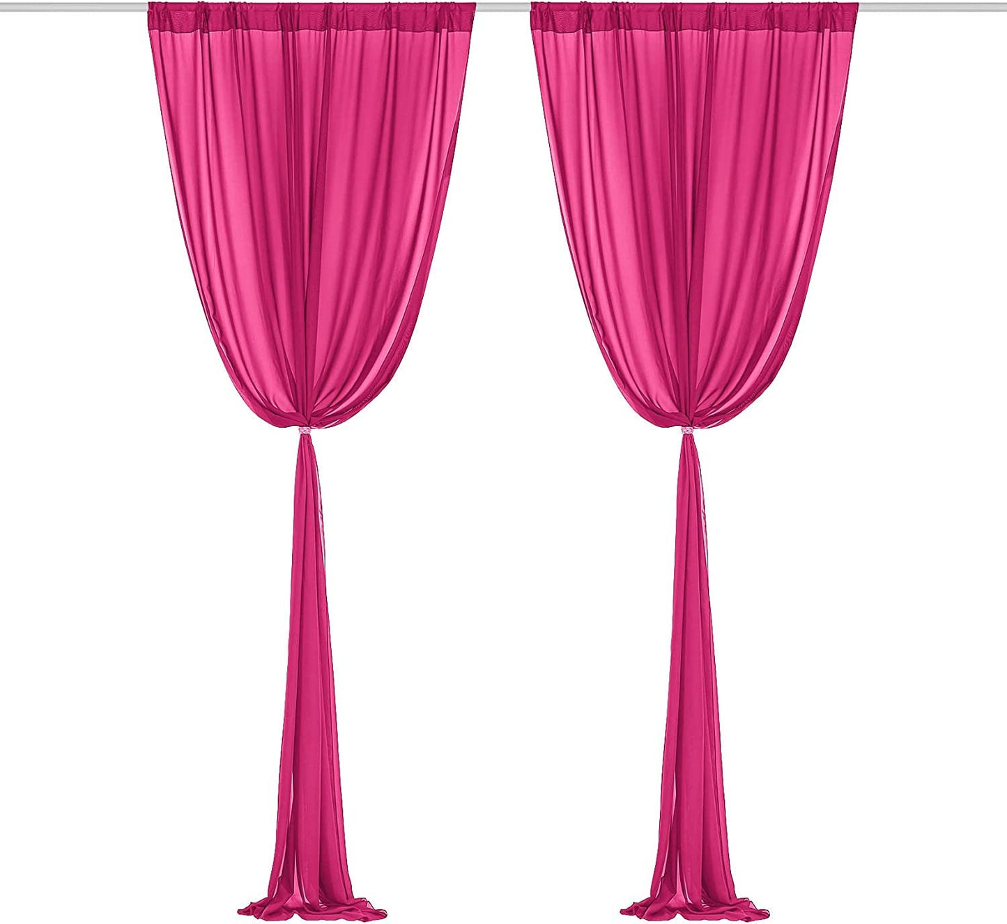 2 Panels - Chiffon Backdrop Curtains, Wrinkle-Free Sheer Chiffon Fabric Curtain Drapes for Wedding Ceremony Arch Party Stage 5 Ft by 9 Ft