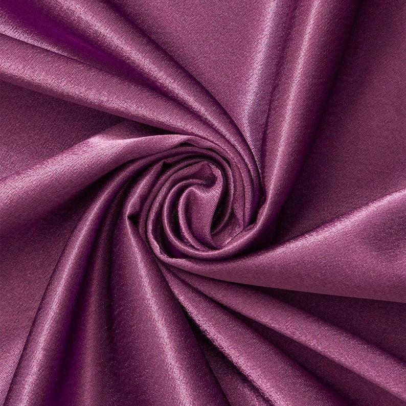 Crepe Back Satin - Bridal Solid Satin Fabric for Wedding Dress Fashion Crafts Costumes Decorations Silky Satin 58” Sold By Yard Plum