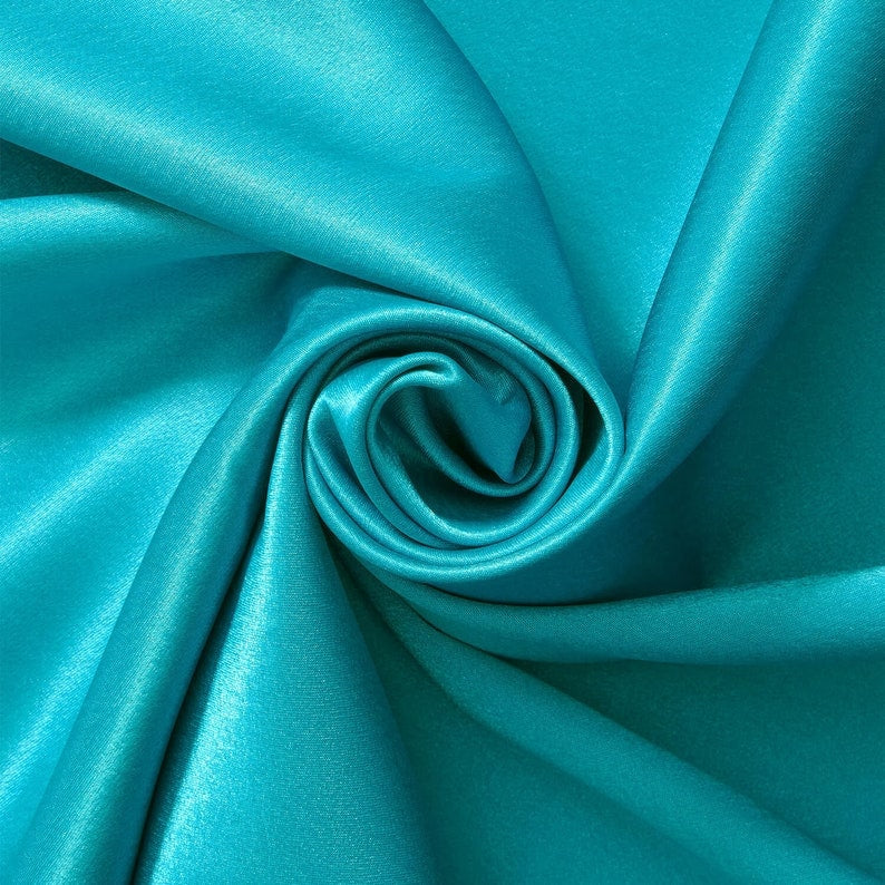 Crepe Back Satin - Bridal Solid Satin Fabric for Wedding Dress Fashion Crafts Costumes Decorations Silky Satin 58” Sold By Yard Turquoise