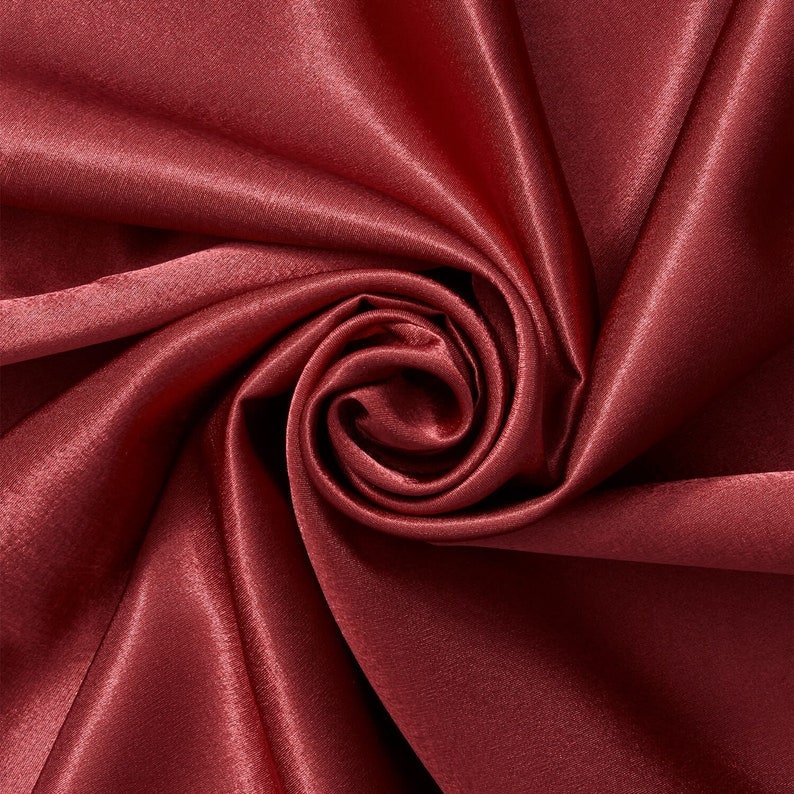 Crepe Back Satin - Bridal Solid Satin Fabric for Wedding Dress Fashion Crafts Costumes Decorations Silky Satin 58” Sold By Yard Burgundy