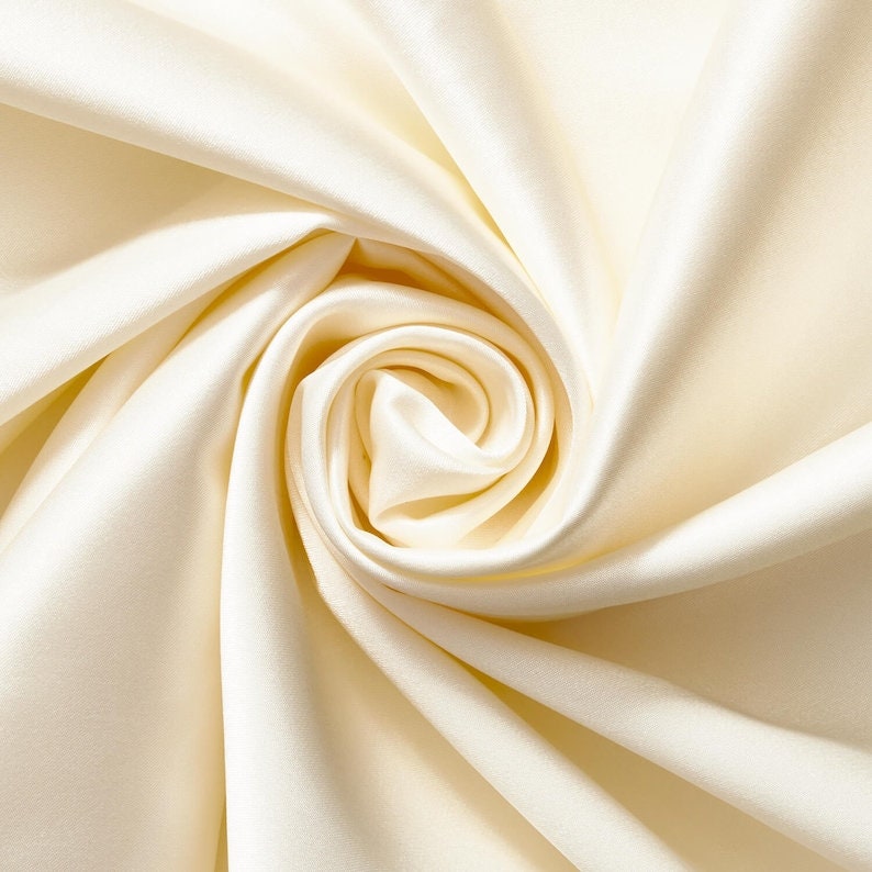 Crepe Back Satin - Bridal Solid Satin Fabric for Wedding Dress Fashion Crafts Costumes Decorations Silky Satin 58” Sold By Yard Ivory