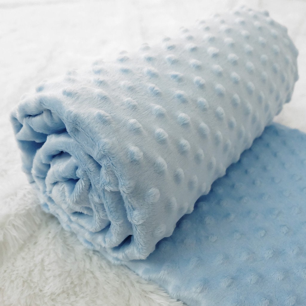 MINKY - Baby Blanket Crafts Decor Ultra Soft Cuddling - Minky Dimple Dot Soft Cuddle Fabric - Craft Fabrics Sold by The Yard. Light Blue