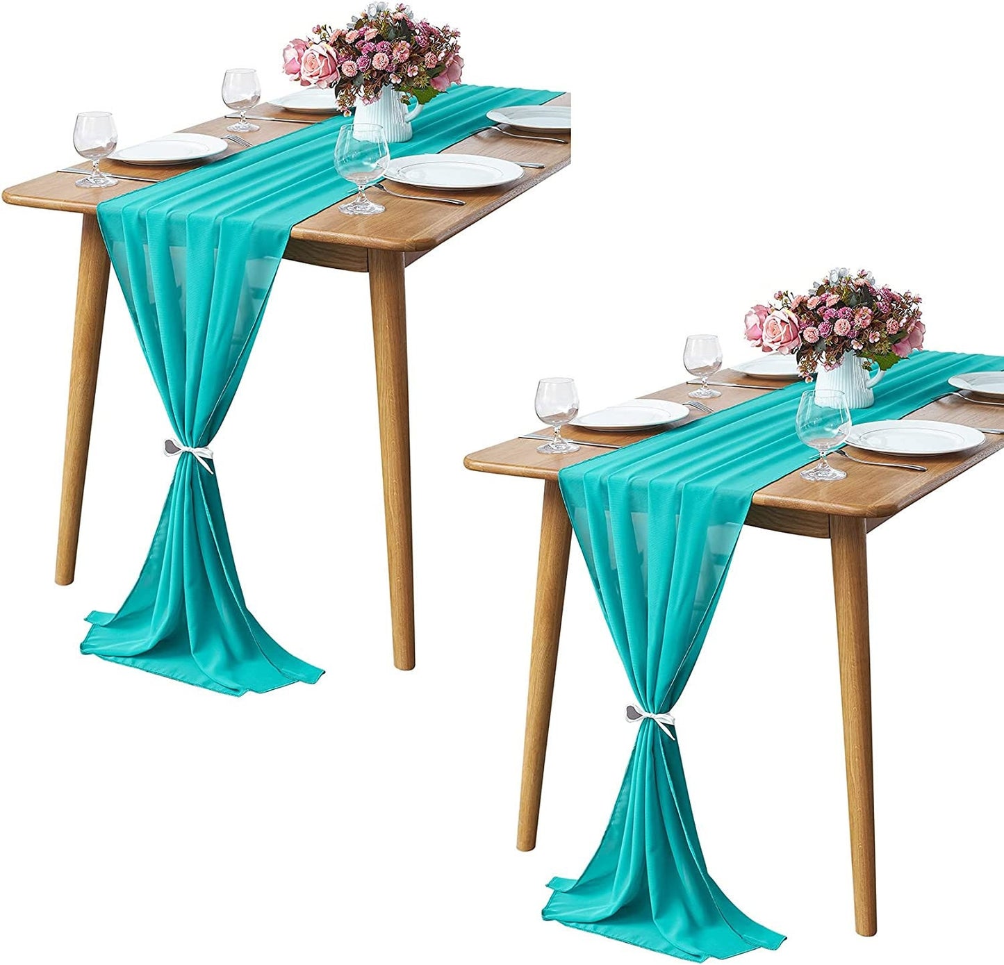 Chiffon Table Runner 2 Pack Elegant Sheer Table Runner 58"X10ft Long Rustic Table Runners for Wedding Bridal Shower Table