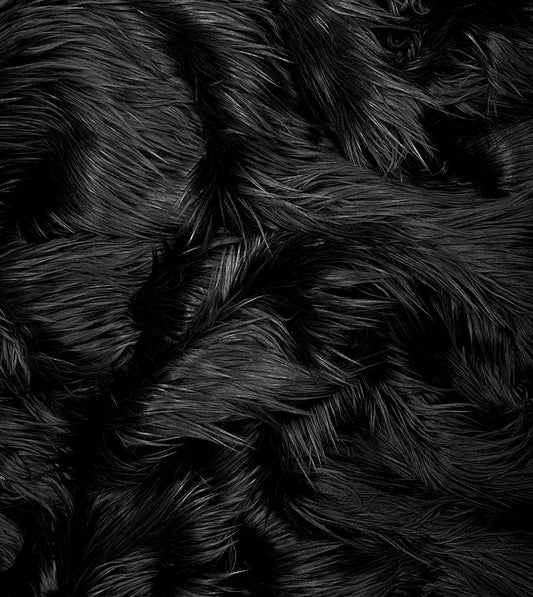 Solid Shaggy Faux Fur Fabric - Sold By Yard - 60" Width For Coats Costumes Scarfs Rugs Crafts Decor - Quilting, Pillows, Throws, Black